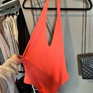 Fashion Nova Orange Tokyo Halter Bodysuit Orange